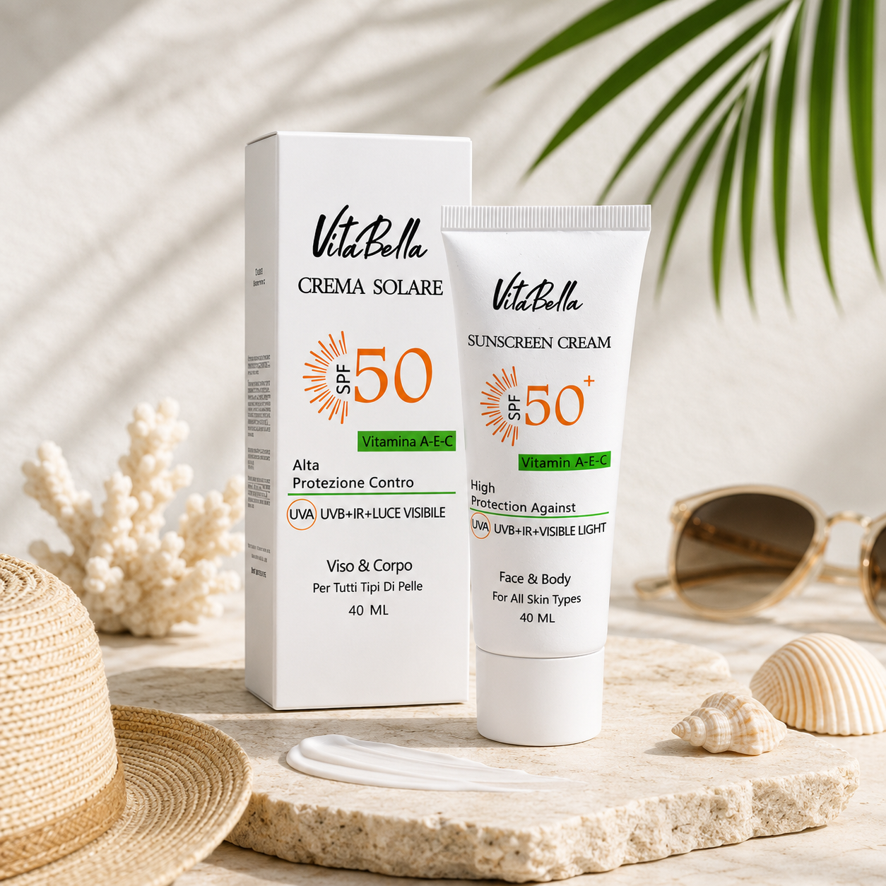 کرم ضد آفتاب ویتابلا spf۵۰ بی رنگ حجم ۴۰ میل