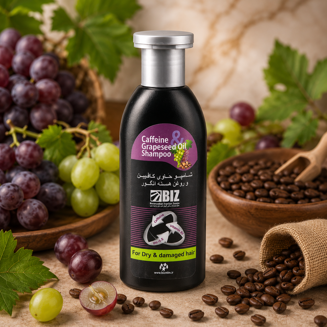 شامپو کافئین و روغن انگور بیز 300میل